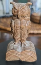 Germany Hand Carved Wooden Owl Standing on Book Hans Obermarzoner Master Carver