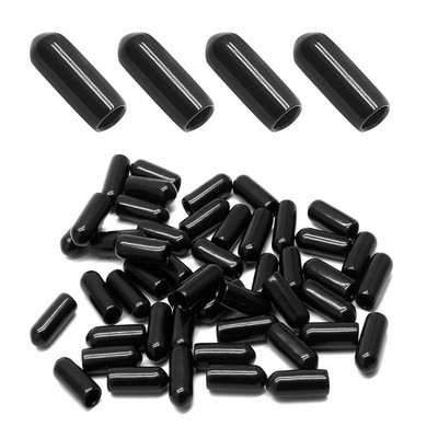 60 Pcs Round Rubber End Caps, 1/5'' (5mm) ID Vinyl Flexible Screw Thread Prote...
