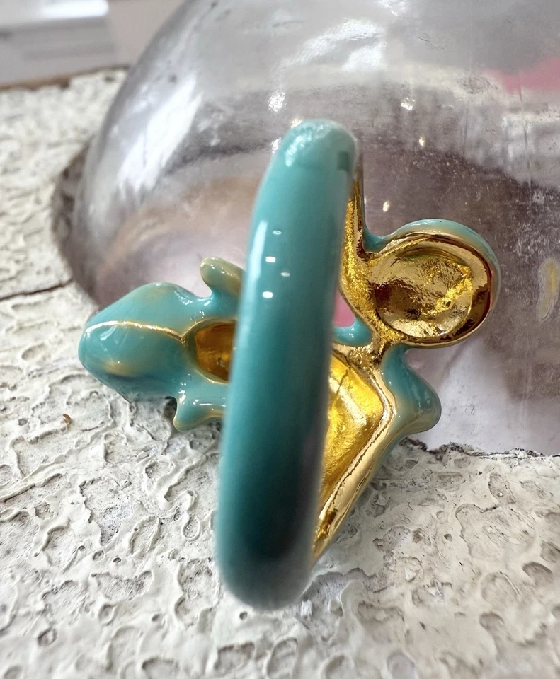 Chameleon Green Lizard Unique Enamel ring size 7 Gift Jewelry - Image 2 of 4