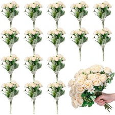 16 Pack Flower Bridesmaid Bouquets Fake Roses Artificial Silk Flowers Bulk fo...