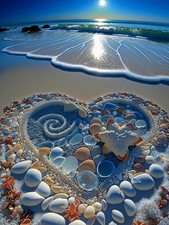 5D DIY Diamond Art Kits for Adults,Beach Love Diamond Paintings Kits for Beginne