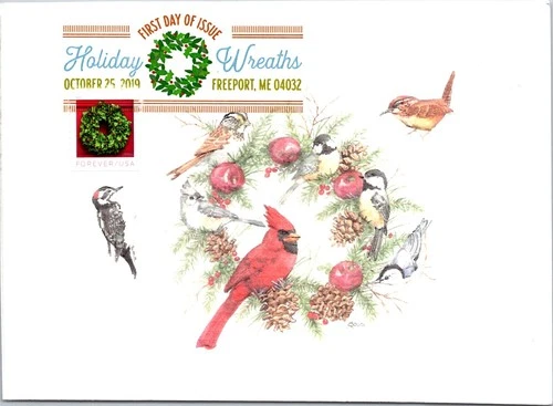Dr Jim Stamps Maximum Card Holiday Wreath Forever Fdc