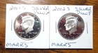 2001 S 2002 S 90% Silver Proof Kennedy Half Dollar 2 COINS IMPAIRED NO RETURNS