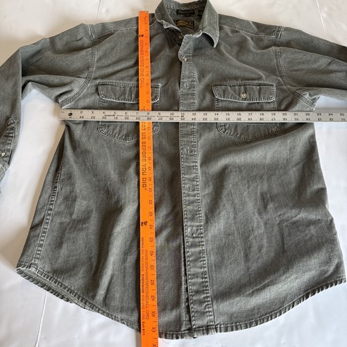 EDDIE BAUER Elkhorn Twill Shirt Men Sz L Green Denim Button Up Cotton USA Vtg? - Picture 9 of 15