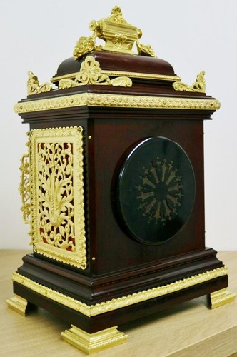 Antique French 8 Day Solid Oak & Ormolu Mounts Cube Style Mantel Table Clock - Picture 22 of 24