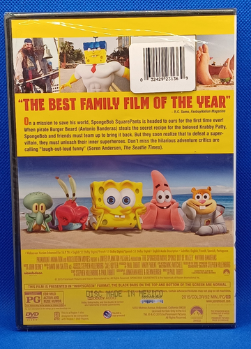 The SpongeBob Squarepants Movie: Sponge out of Water (DVD) New Sealed BC-2 - Picture 2 of 2