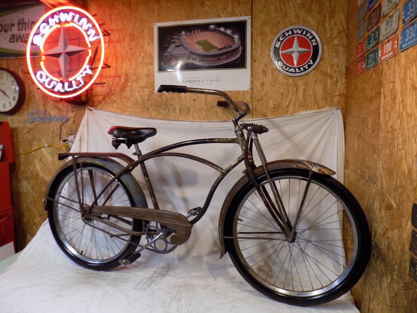 1952 SCHWNN PACKARD MENS VINTAGE SPRINGER FORK BIKE PANTHER HORNET B6 SKIPTOOTH