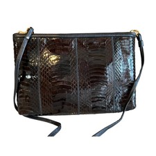 Vintage 70s black snakeskin Python Convertible Shoulder Bag