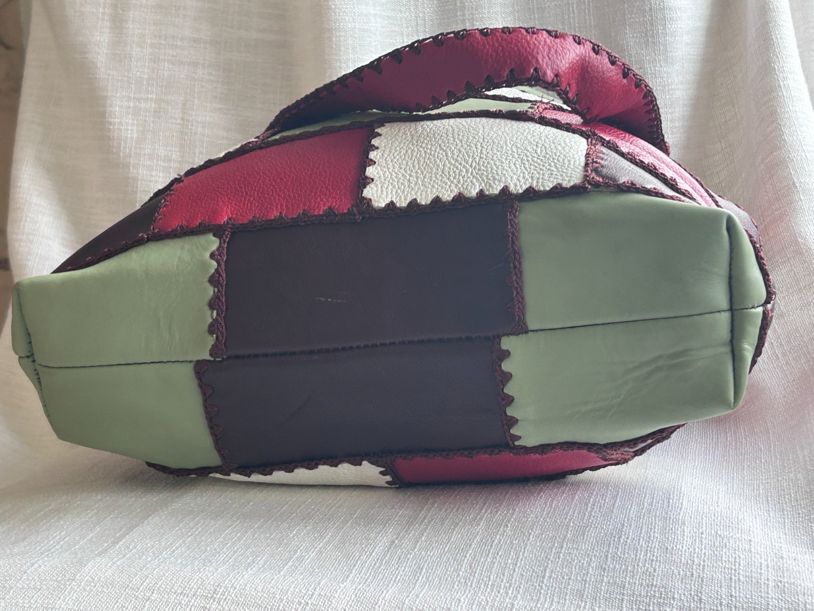 Handmade Leather Patchwork Shoulder Bag - image 5