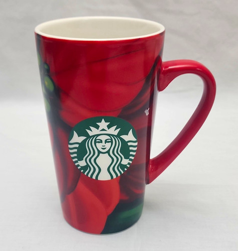 Starbucks 2020 Red Poinsettia Floral Coffee Mug Cup, 16 fl oz / 473 ml
