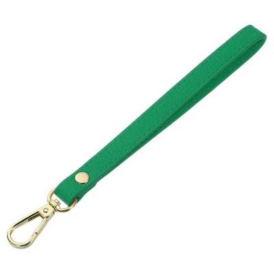 Lanière en cuir pour sac, pochette, portefeuille (cuir vert, fermoir doré) - Photo 1/4
