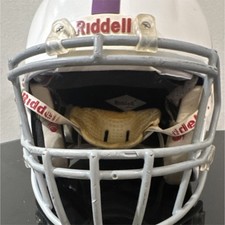 Riddell Full Face Football Helmet White Purple Face Mask Chin Strap