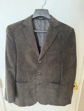 Vintage Brown Corduroy Blazer Jacket Men Cotton Smart Casual Classic