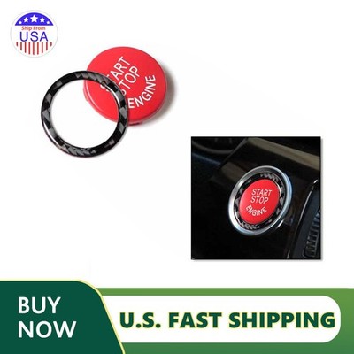 Red Engine Start Stop Push Button Ring Trim Carbon Fiber Look for bmw 3 e90 e92