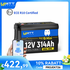 Batteria Litio 12V 314Ah Bluetooth LiFePO4 300Ah Batteria 200A BMS Impianto Solare RV