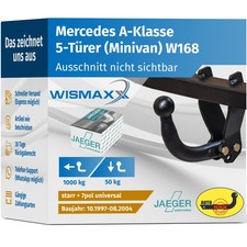 ANH&Auml;NGERKUPPLUNG starr f&uuml;r Mercedes A-Klasse W168 97-04 +7pol E-Satz ABE