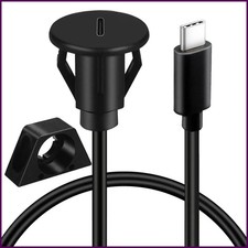 Small Circle Port USB 3.0 Type-C Male To Female Flush Panel Mount Extension Data