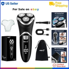 Men's Electric Shaver Corded Cordless 3D Rotary Wet Dry Pop-up Trimmer