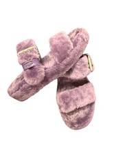 UGG Fuzz Yeah Sheepskin Sandals Womens Size 8 US Purple Fluffy Slippers