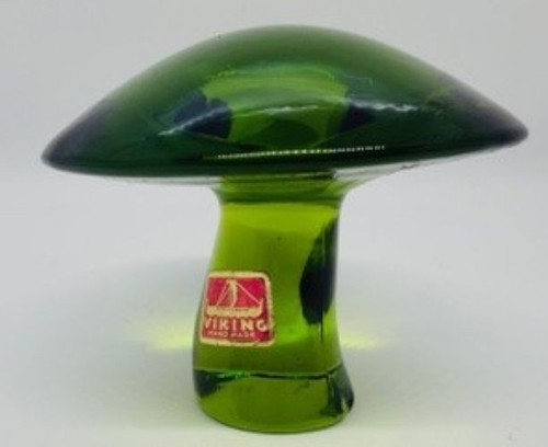 Vintage Viking Glass Green Mushroom