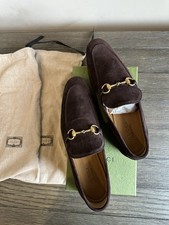 GUCCI - JORDAAN Brown/Gold Suede Loafers - 9.5(G9.0) Retail $1050