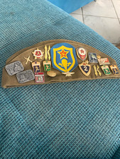 Sowjetische Militaria Schiffchen Feldm&uuml;tze oliv mit Abzeichen & Pins UdSSR