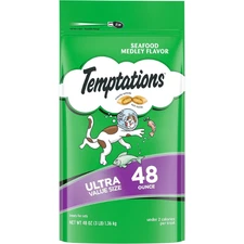 Temptations Classic Crunchy and Soft Cat Treats Seafood Medley Flavor- 48 oz.