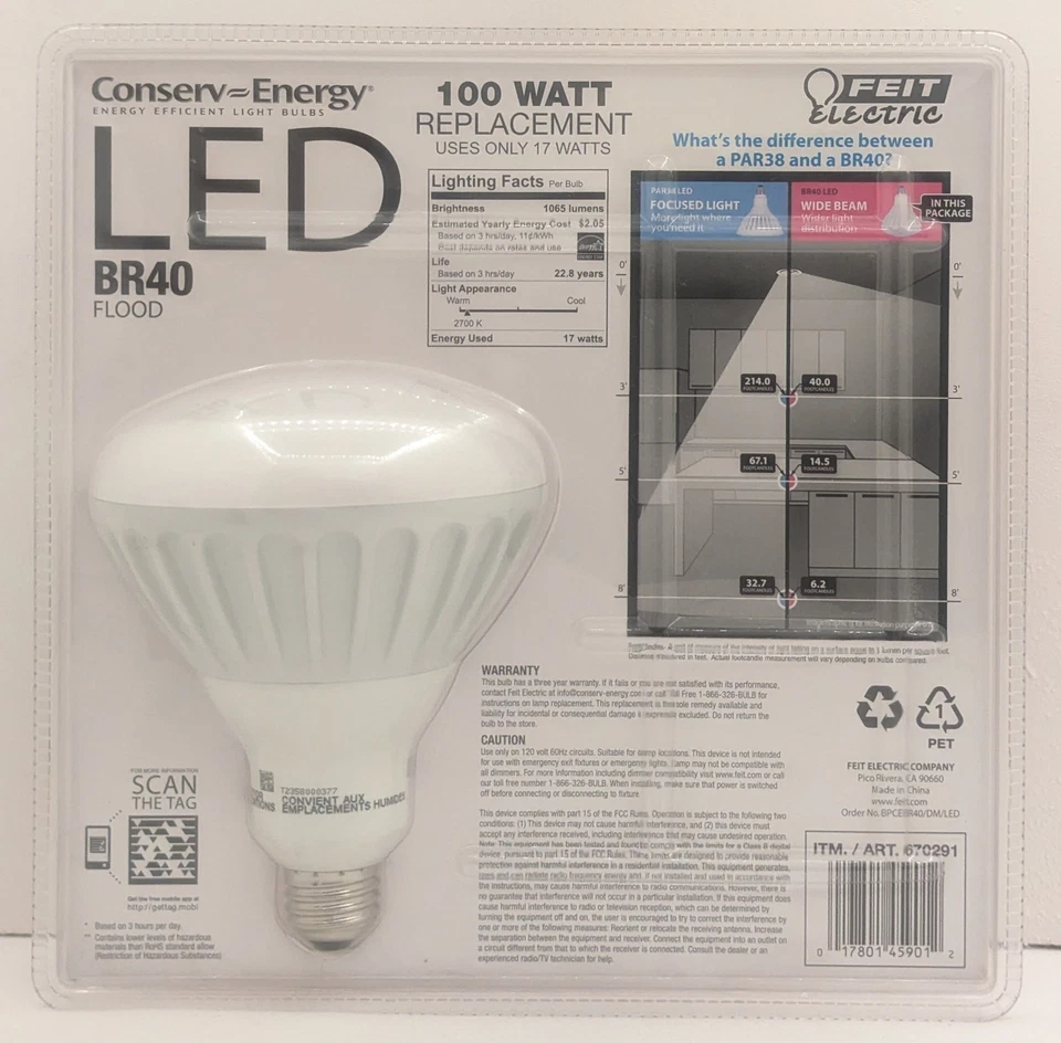 Feit Electric Conserv-Energy - Dimmable BR40 LED - 17-Watt Flood Light Bulb - Image 2 of 2