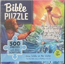 NEW Bible Puzzle-Jesus Walks on the Water-500 Pieces with Bible Scripture 10