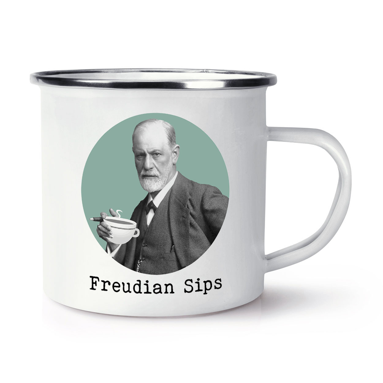 Tazza In Smalto Freudian Sips Sigmund Freud Scherzo Divertente Compleanno Rude