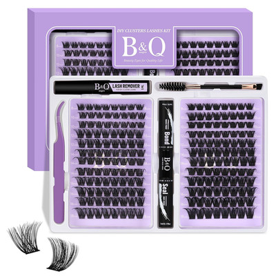 Lash Extension Kit 192 PCS Eyelash Extension Kit D Curl Lash Clusters Kit Wispy