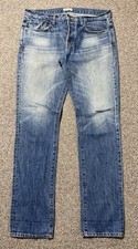 Buck Mason Jeans Men’s 36x33 Blue Button Fly Slim Fit Made In USA