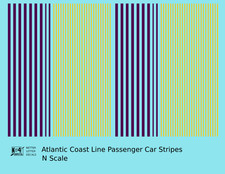 K4 N Scale Decals Atlantic Coast Line Passenger Car Stripes Purple and Yellow