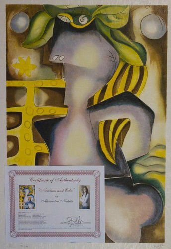 Alexandra Nechita 2003 signierte limitierte Auflage Lithographie Narzisse und Echo - Bild 8 von 8