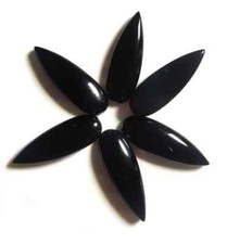  WHOLESALE NATURAL BLACK ONYX CABOCHON LONG PEAR SHAPE LOOSE GEMSTONE JEWELLERY