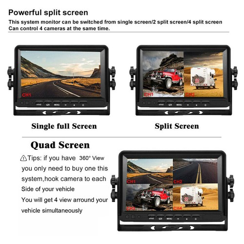 7" Quad Digital Wireless Monitor Backup Camera For Truck Trailer RV Bus Caravan - Picture 8 of 15