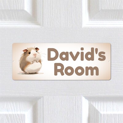 Personalised Any Text Guinea Pig METAL Door Sign Kids Bedroom
