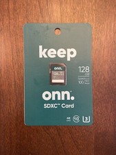 128GB SDXC Memory Card NEW KEEP Onn sealed 100MB/s Read / 55MB/s Write Class 10
