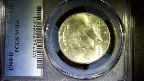 Two 1964 50C Kennedy Half Dollar's,90% silver, one with mint state, one without