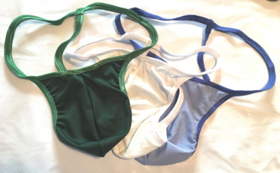 Men's BRAZILIAN G String Thong Underwear Beach 3 Colors Lite White-Sky ...