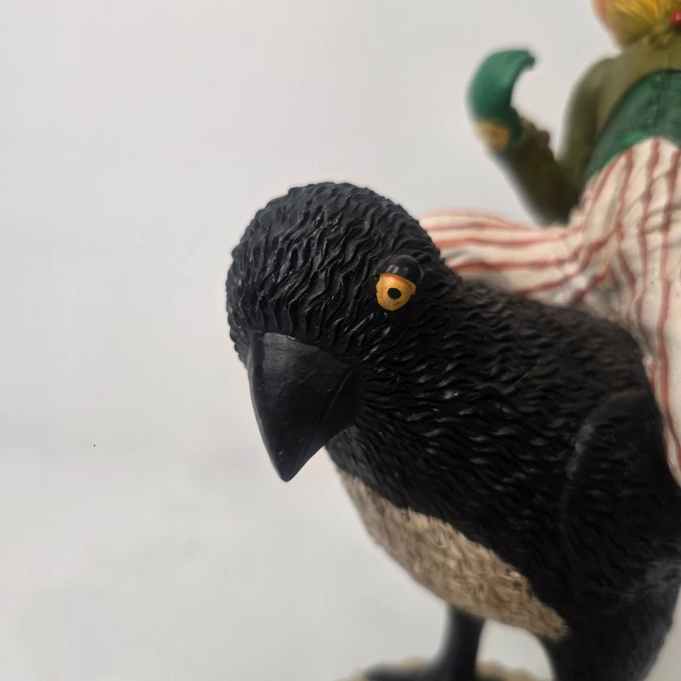 Whimsical Paul Gordon Pumpkinhead Figurine on Crow–11.5" Estate Folk Art Decor  - Image 3 of 4