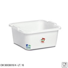BACINELLA QUADRATA BIANCA CM 38X38X16 H POLIETILENE CAPACITA' LT. 16 MULTIUSO
