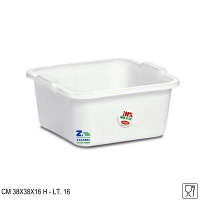 STEFANPLAST BACINELLA QUADRATA BIANCA CM 38X38X16 H POLIETILENE CAPACITA' LT. 16 MULTIUSO