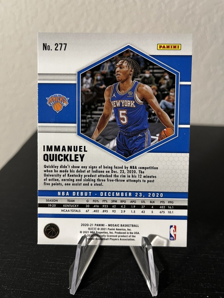 2020-21 Panini Mosaic Immanuel Quickley RC NBA Debut Rookie #277 NY ...