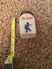Vintage White Milk Glass Mustard Shaker with Lid Made in the USA
