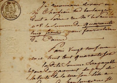 1848 Paris Schuldenanerkennung LEMARCHAND CHOISEAU 18 rue des boulangers