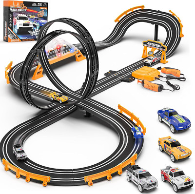 Electric Race Car Track Dual Racing Game Featuring Flash Bridge and Pendulum