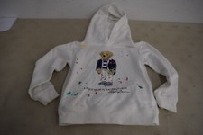 Polo Bear Ralph Lauren Paint Splatter Hoodie Boys Girls Size 6 White