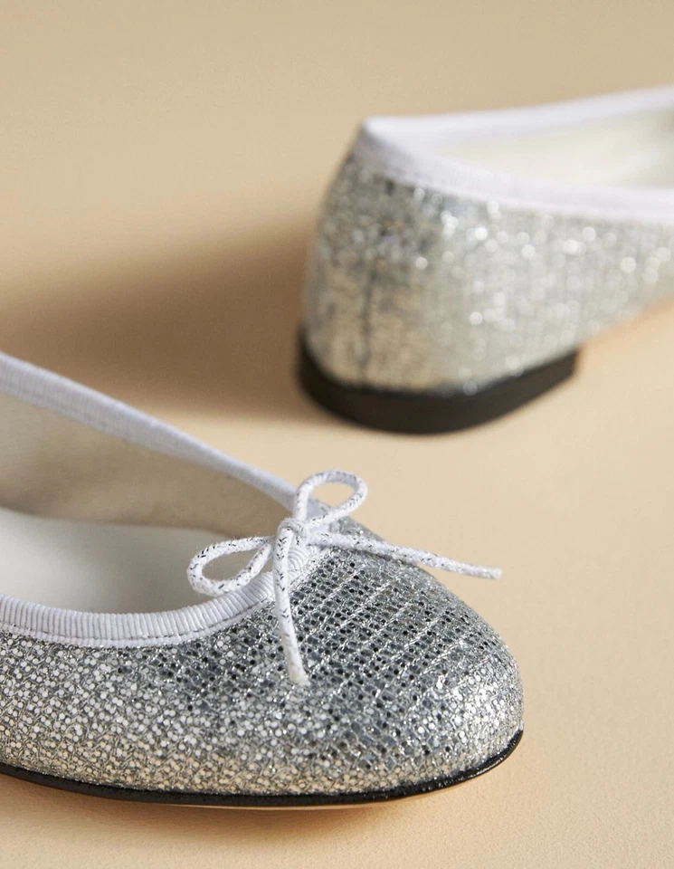 Bailarina Anthropologie Repetto Cendrillon plana plata brillo 41/10-10,5 NUEVA Foto 4 de 4