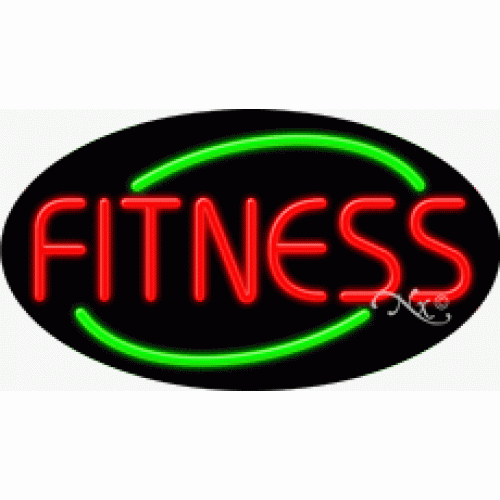 BRANDNEU "FITNESS" 30x17 OVALER RAND ECHTE LEUCHTREKLAME MIT INDIVIDUELLEN OPTIONEN 14625 - Bild 1 von 3